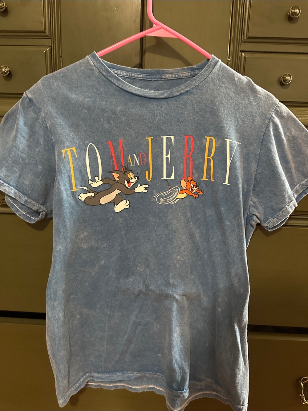 Tom and Jerry Blue Graphic Tee - Short Sleeve Crewneck